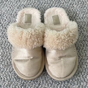 UGG Metallic Cream Sheepskin Slippers